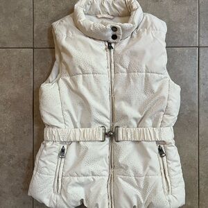 The Children's Place Girls Large 10/12 ivory cream puffer vest sparkles belt